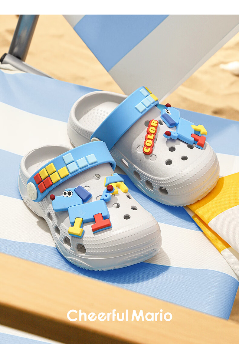 Cheerful Mario Baby Slippers Summer New Children's Home Breathable Bath Toddler Boys Girls Closed-Toe Beach Clogs 30