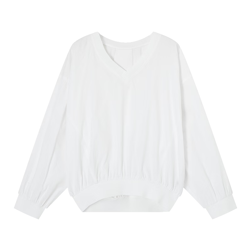 Demana Light Breath Cloud Oxygen Cotton Spring Relaxed Lazy V-Neck Ribbed Loose Slim Sweatshirt for Women Premium Feel