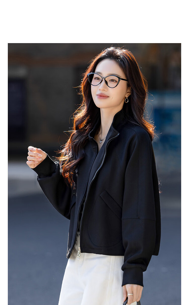 Demana [Practicalism] Spring Retro Style Stand Collar Raglan Sleeve Slant Pocket Loose Slimming Concealment Jacket for Women High-End Feel 12
