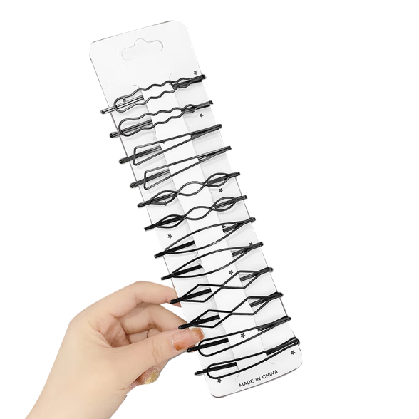 Chense Black Hair Clips, Back of Head Flyaway Hair Organizer, Barrettes, Hair Clips Mixed Set of 12 Pieces
