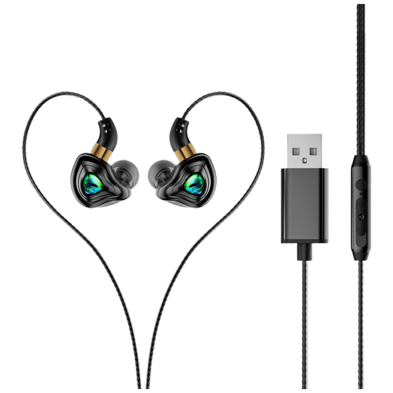 POLVCDG Wired In-Ear Gaming Headset USB Laptop Headphones Noise-Cancelling HD Call Esports Headphones for Delta Valorant PUBG