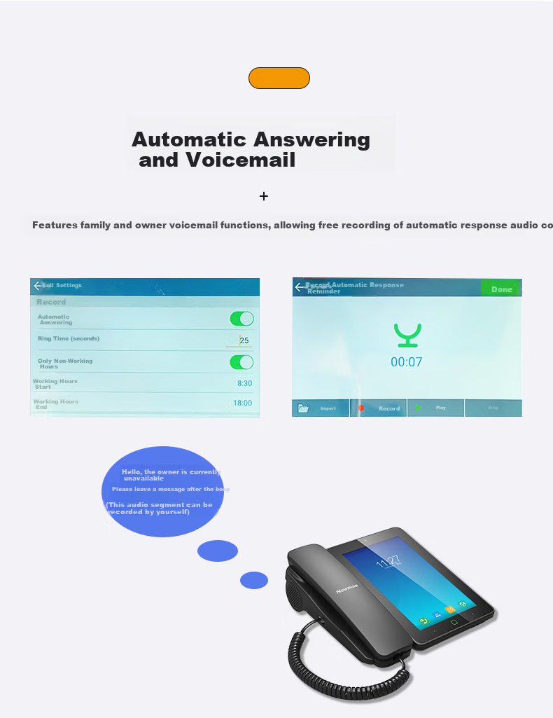 Newmine HL2008TSD-9084(R) IP Recording Phone Smart Video Phone with Blacklist/Contacts/Phone Line/Domestic System 6