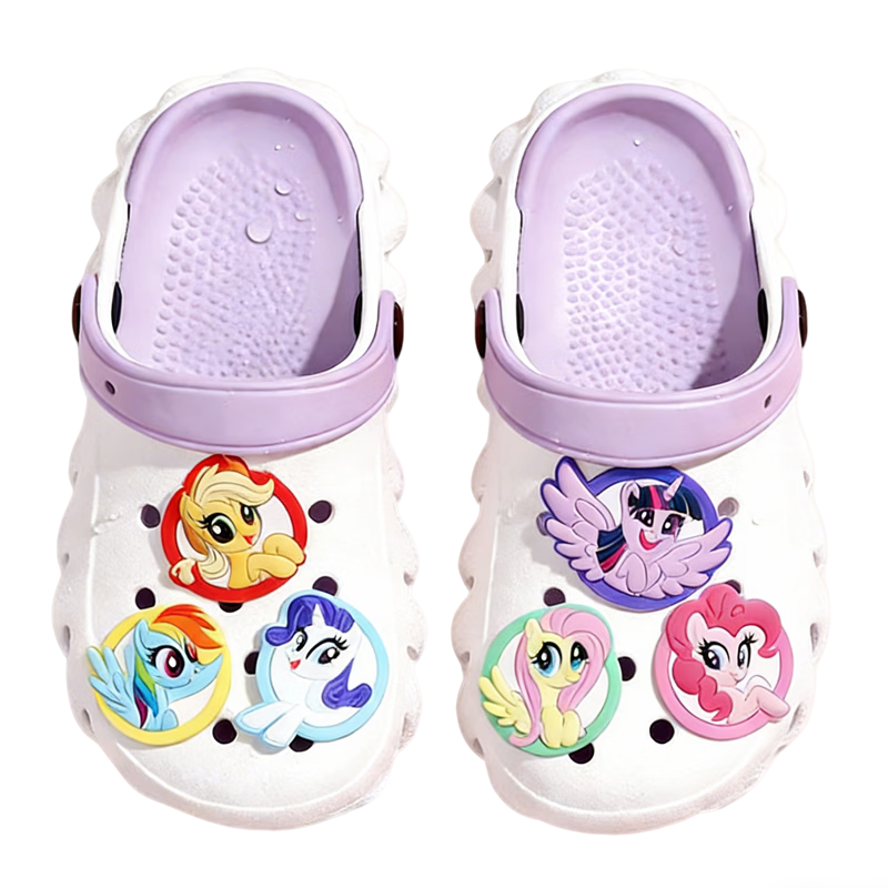 My Little Pony Kids Slippers Girls Summer Sandals Beach Shoes Round Logo Purple Size 32-33