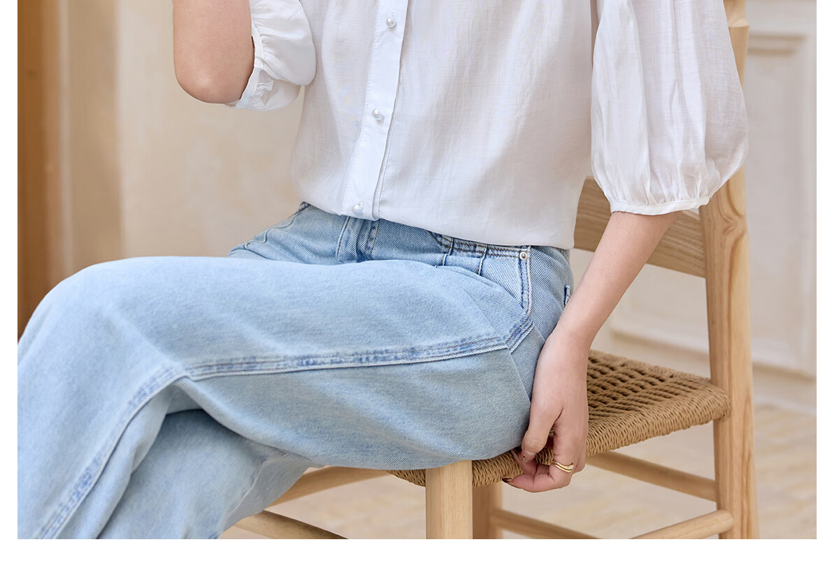 Halo Queen Women's Short Sleeve V-Neck White Shirt Summer Interview Professional Commuter Blouse H52S013 23