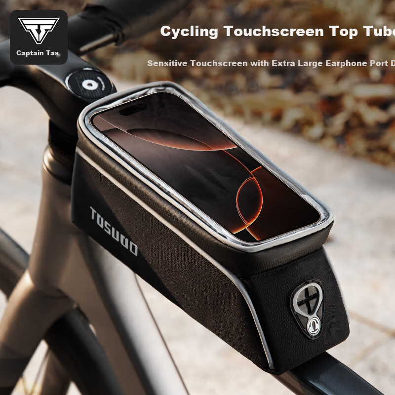 TOSUOD Bicycle Riding Handlebar Touchscreen Front Tube Bag Waterproof Road Bike Frame Bag Phone Bag Cycling Accessories