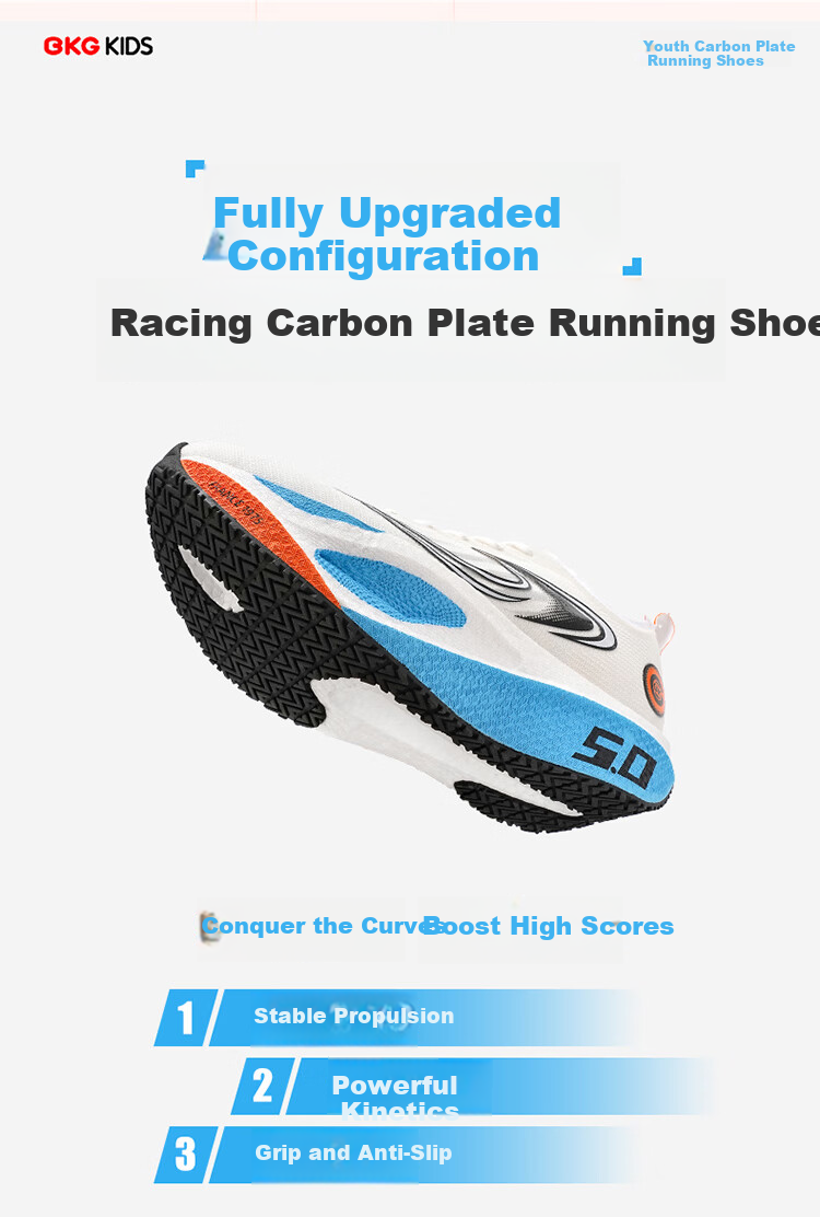 BKG Middle School Student Running Shoes Jifeng 5.0 Training Shoes Spring Autumn Popcorn Carbon Plate Shoes ZYQ25730 Fluorescent Green 36 3