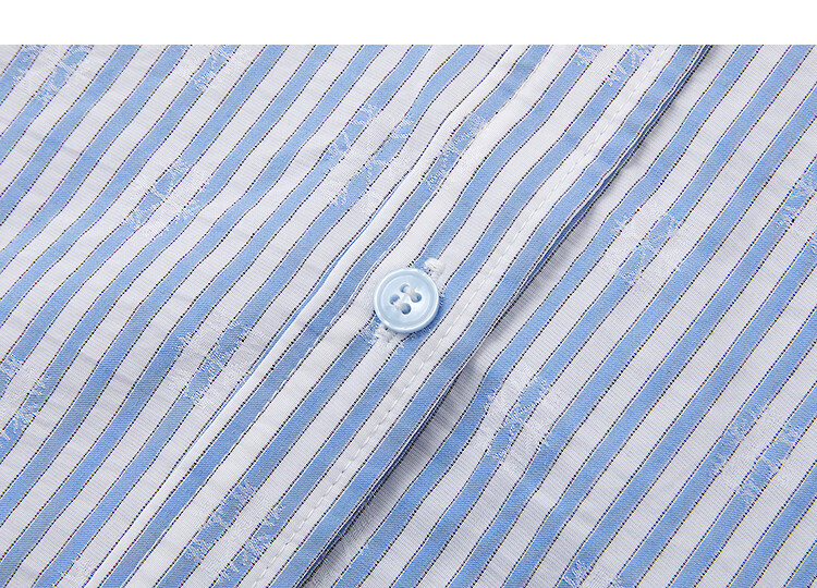 Demana [with Lyocell/Cotton] Spring Vintage Style Striped Jacquard Shirt Loose Fit Petite Women's Blouse 14
