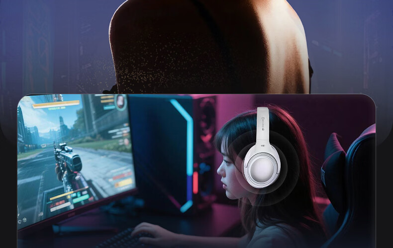 IKF King G Five-Mode Wireless Noise-Cancelling Gaming Headset Over-Ear 2.4G Wired Bluetooth 7.1 Surround Sound LDAC High-Resolution E-Sports Noise-Cancelling Microphone Sky Blue 12