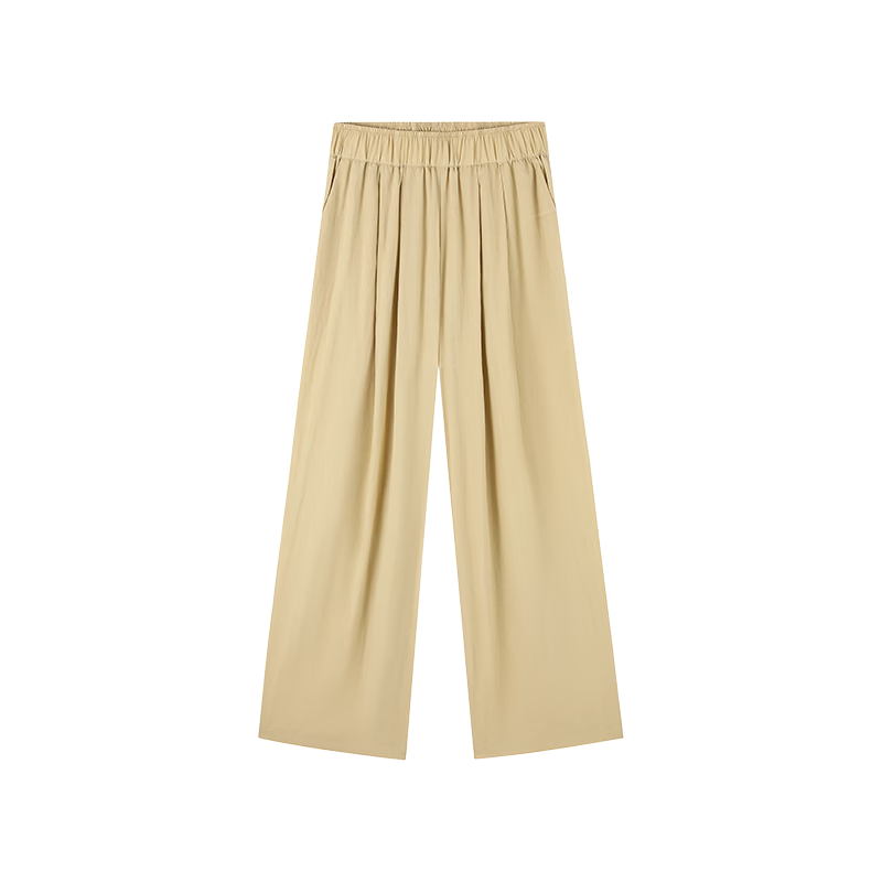 Demana Pleated Casual Pants Summer Loose Comfortable Elastic Waist Wide-Leg Long Pants for Women