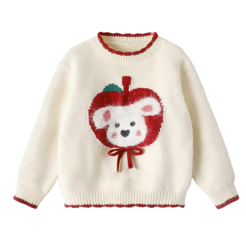 GOWINBABY Girls' Sweater Warm 2025 Winter New Baby Girl Base Knit Loose Soft Pullover