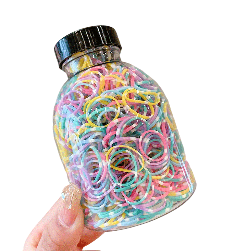 Jianyingshu Packaged Colorful Elastic Hair Bands 1000pcs Thickened High Elasticity Disposable Rubber Bands for Kids Hair Ties