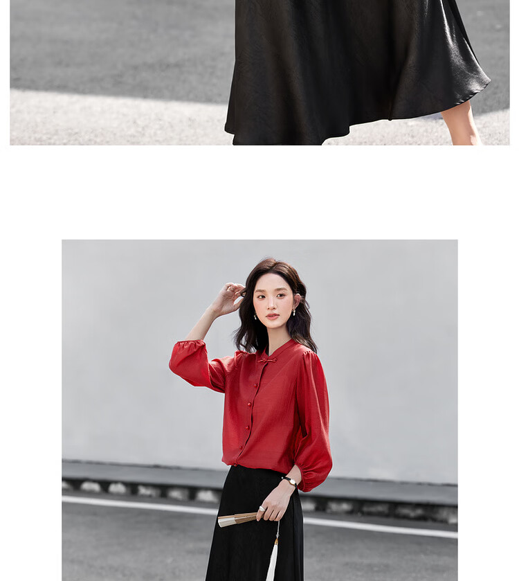 Vimly New Chinese Style National Wind Pleated Round Neck Shirt Women New Flowing Shoulder Jacket Top Peacock Blue XL 20