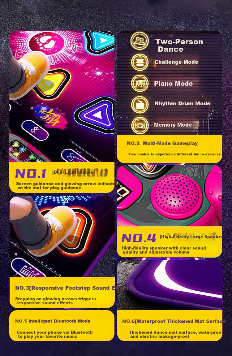 Mbery Music Dance Mat Children's Toy Fitness Game Home Dance Machine for Kids Ages 7-14 Boys and Girls New Year Gift 2