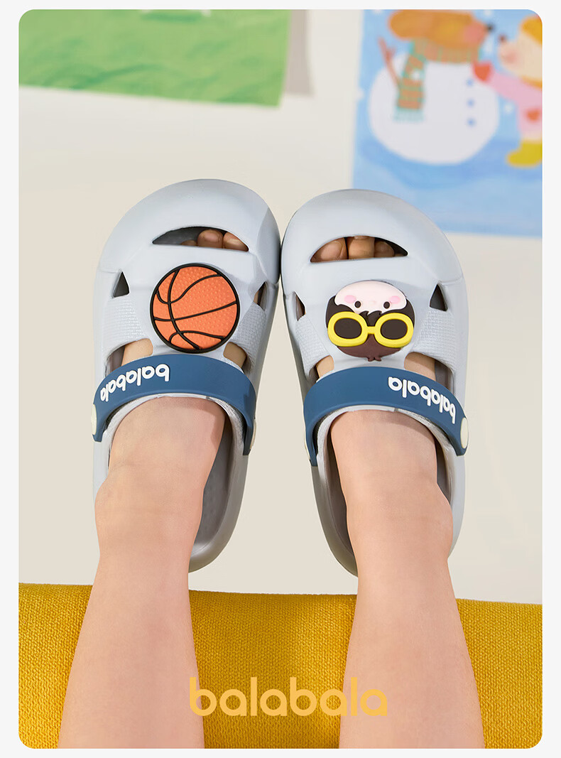 Balabala Kids Cartoon EVA Soft Sole Holey Sandals Boys Girls Summer Indoor Outdoor Beach Slippers 10