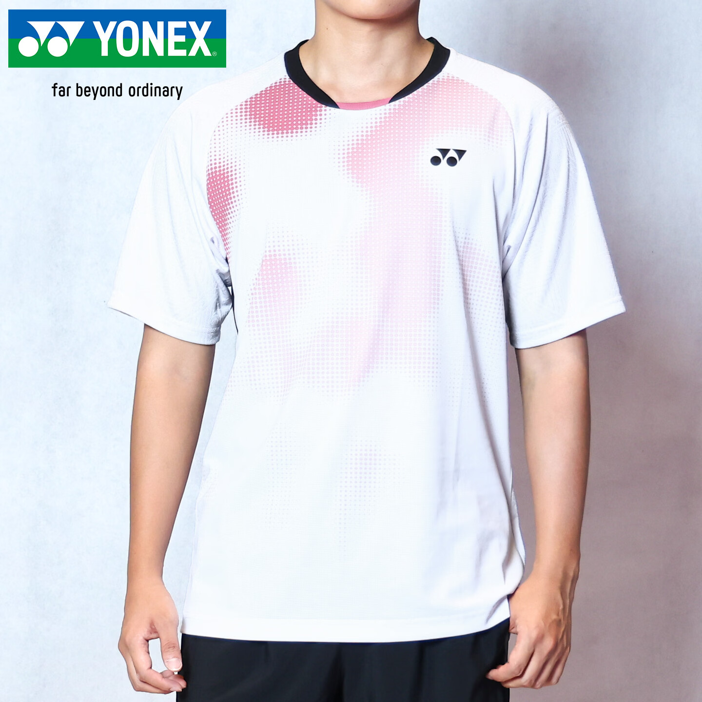 YONEX Badminton Shirt Competition Training Sweat-Absorbing Quick-Dry Running Fitness Sports Short Sleeve T-Shirt 1100126BCR White L