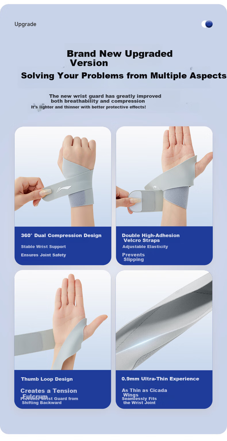 LI-NING Wrist Support Brace for Fitness Tendonitis Wrist Sprain Sports Stabilizer Compression Wrist Joint Protector for Badminton and Bench Press 6