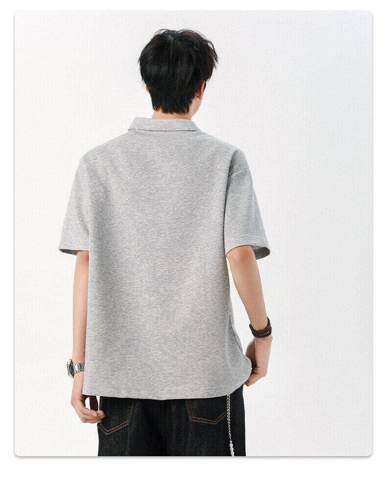 Foss Phil Premium Deconstructed Collar T-Shirt Men Summer Irregular Design Polo Shirt Short Sleeve DT54401 Light Gray XL 9