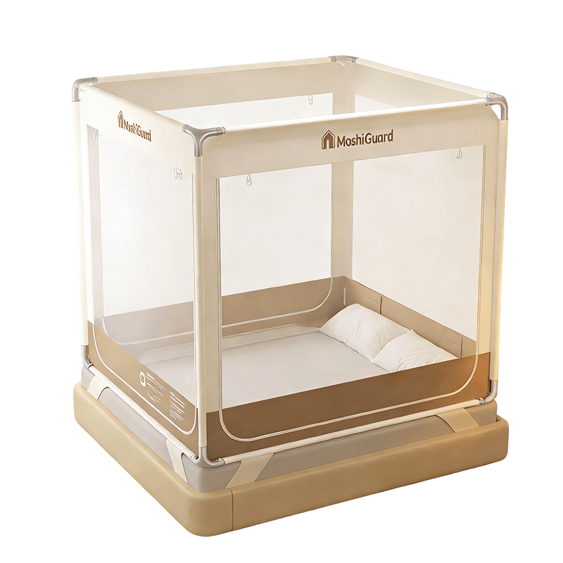Gaorui Class A Baby and Children's Anti-Fall Mosquito Net Frame Home Bedroom 1.8x2m No-Installation Bed Rail 1.5x2m Beige