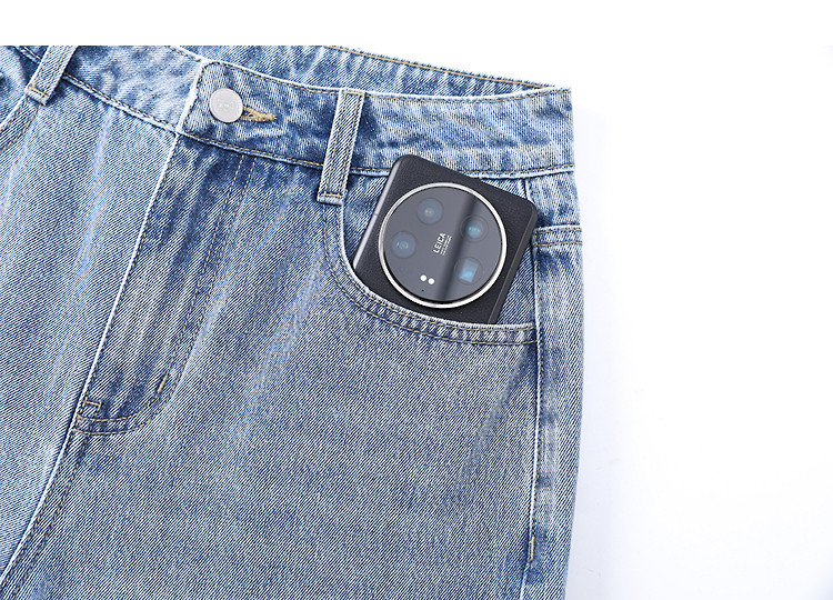 Demana [Hidden Meat Expert] Spring Cloud Soft Cotton 3D Mid-High Waist Lace Trim Loose Petite Women's Jeans 13