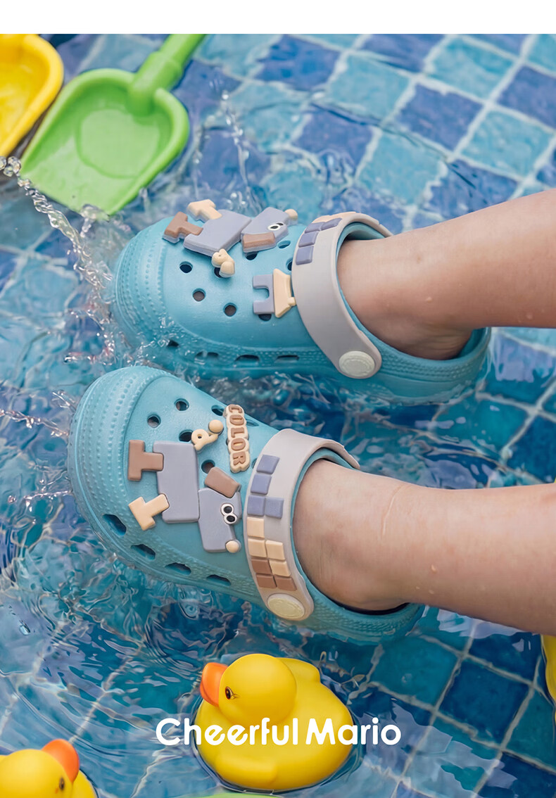 Cheerful Mario Baby Slippers Summer New Children's Home Breathable Bath Toddler Boys Girls Closed-Toe Beach Clogs 16