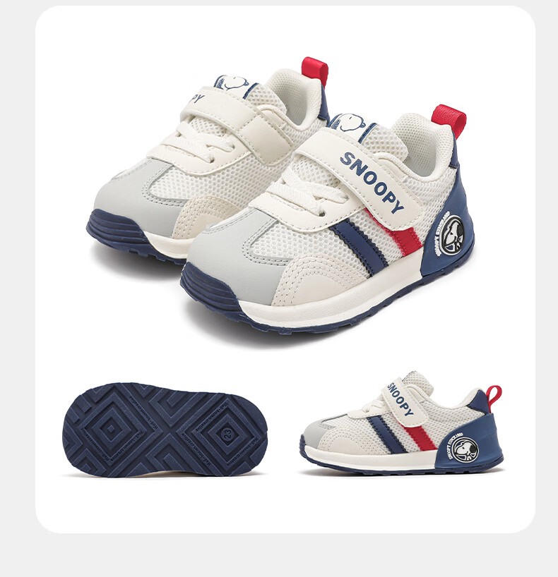 SNOOPY Kids Soft Sole Sports Shoes Baby Shoes Girls Versatile Trainer Boys Casual Shoes 0077 Gray/Blue Size 28 12