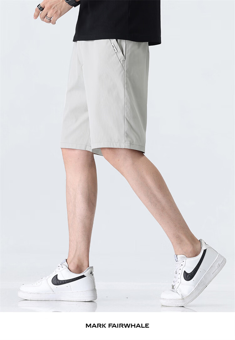 MARK FAIRWHALE Men's Shorts, Summer Business Casual Pants, Lightweight Straight-Leg Five-Point Shorts, Versatile Youth Trousers for Me 23