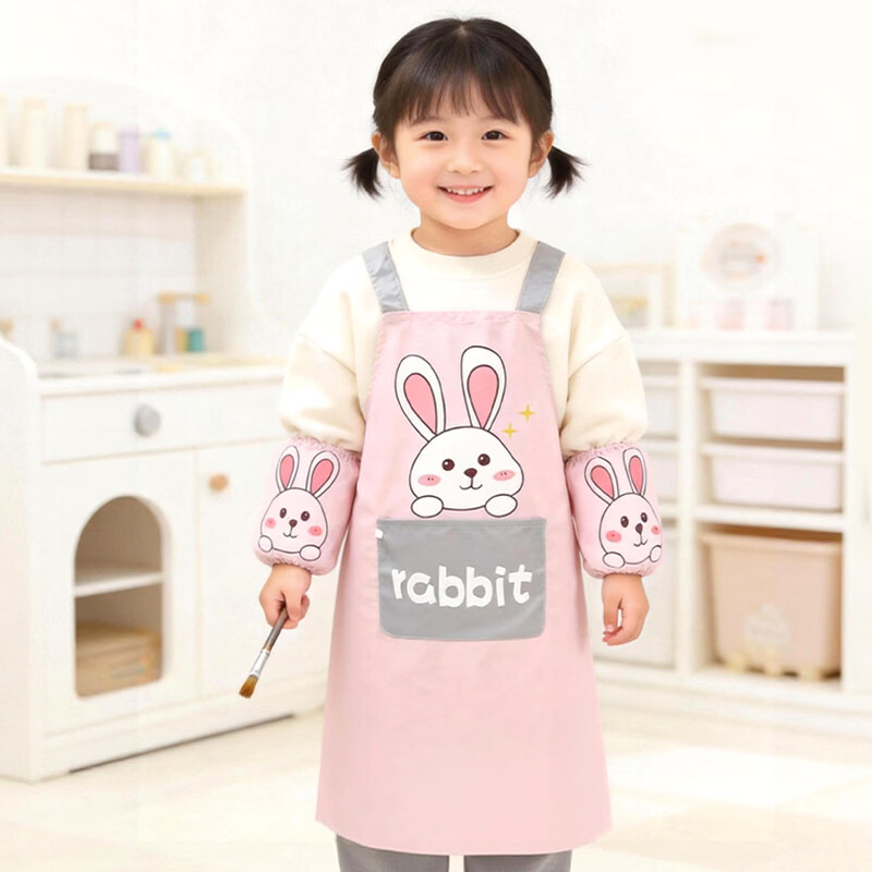 9I9 Baby Apron, Waterproof Children's Smock, Drawing Clothes, Kids' Eating Clothes, Anti-Dirt Easy-To Reverse Wear Clothes with Sleeves, Tiger Patter 9