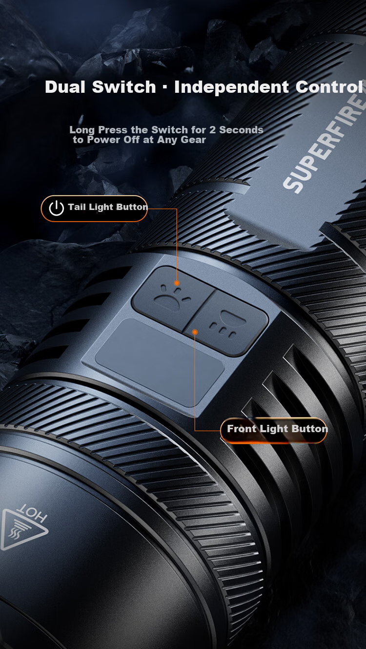 SupFire High-Power Flashlight Long Battery Life Outdoor Survival Ultra-Bright Lumen Home Outdoor Lighting Emergency Long-Range Spotlight 6