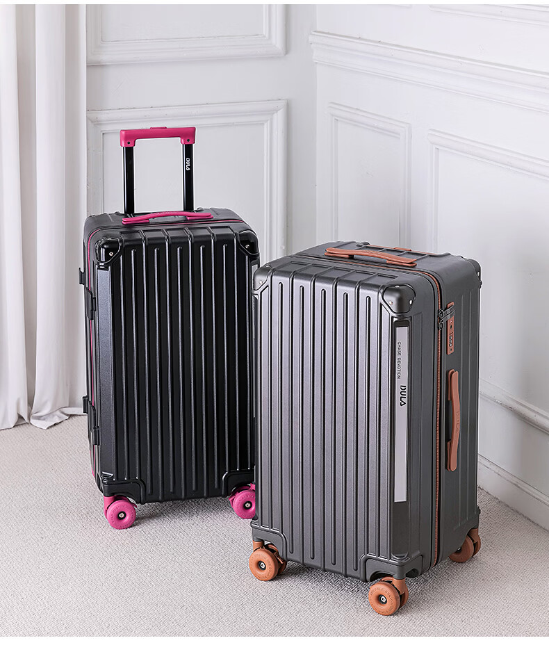 DULA Innovative Plastic Frame PC Luggage Large Capacity Cup Holder Trolley Case Travel Suitcase Password Lock 28 Inch Slate Brown 8
