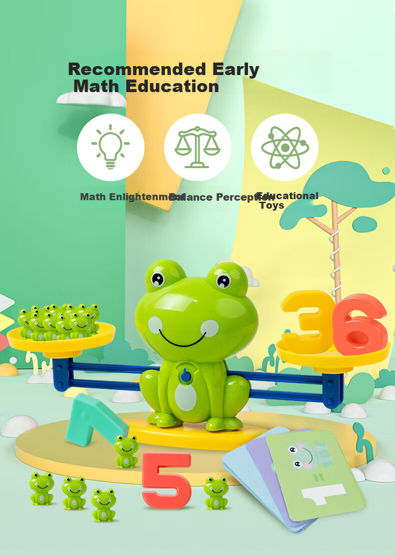 Mili Children's Toy Frog Balance Scale Educational Montessori Early Learning Student Number Enlightenment Logic Thinking for Ages 2-6 1