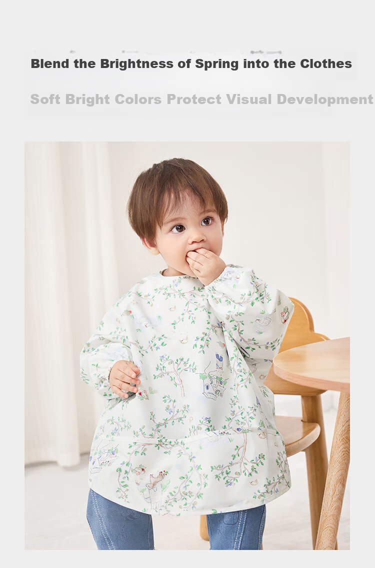 Balabala Baby Toddler Waterproof Bib Soft Lightweight Cute Practical Reverse Bib Apron 5
