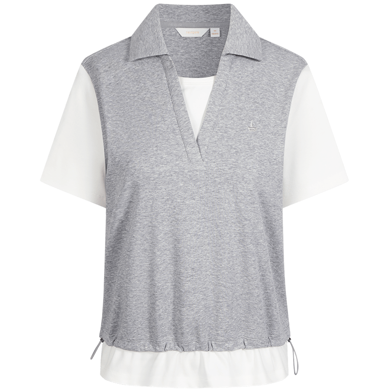 Navigare Small Sailboat Two-Piece V-Neck Collar Top 2026 New Women's Loose Color-Block Short Sleeve T-Shirt 2325536504