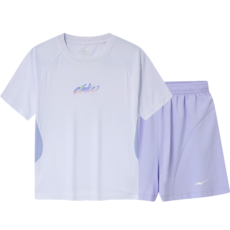 ERKE Kids Girls Short Sleeve Set UV50+ Four-Way Stretch Sun Protection Sports Set Bright White 165