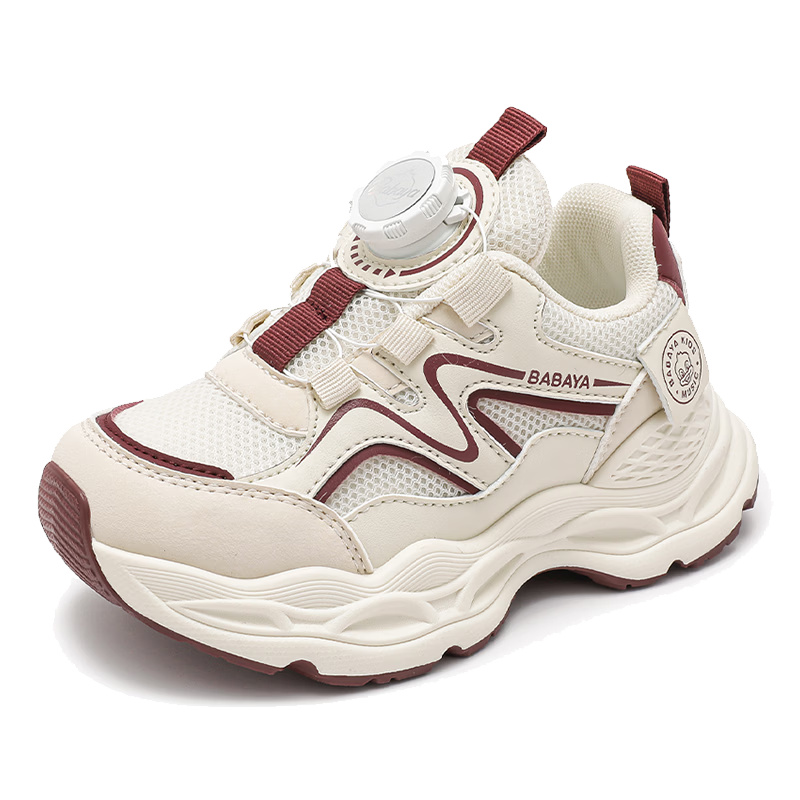 Baba Duck Girls' Shoes Four Seasons Breathable Casual Shoes Boys' Dad Sneakers Children's Sports Shoes 51852 Rice Wine Red Size 30