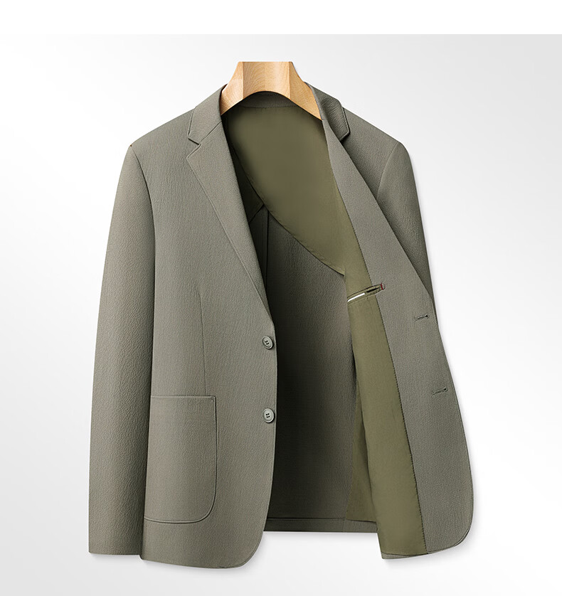FIRS Men's Spring Summer Thin Ice Silk Bubble Yarn Half-Lined Suit Jacket Workwear Blazer 13