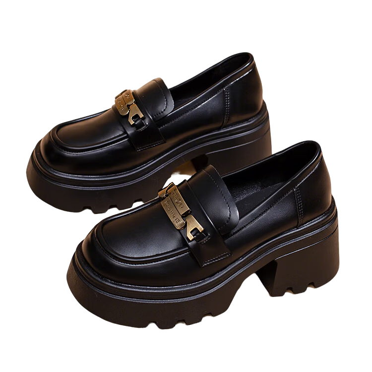La Chapelle Women's Loafers New British Style Slip-On Casual Shoes RR003 Matte Black Size 36