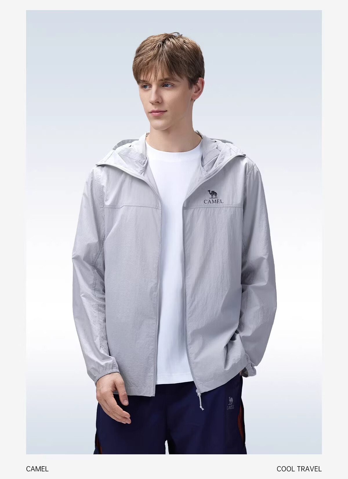 CAMEL Outdoor Sun Protection Jacket 2026 Spring Summer New Couple's Convertible Rain and Sun Wear Cooling Water-Repellent Hooded Sports Jacket 8010 22