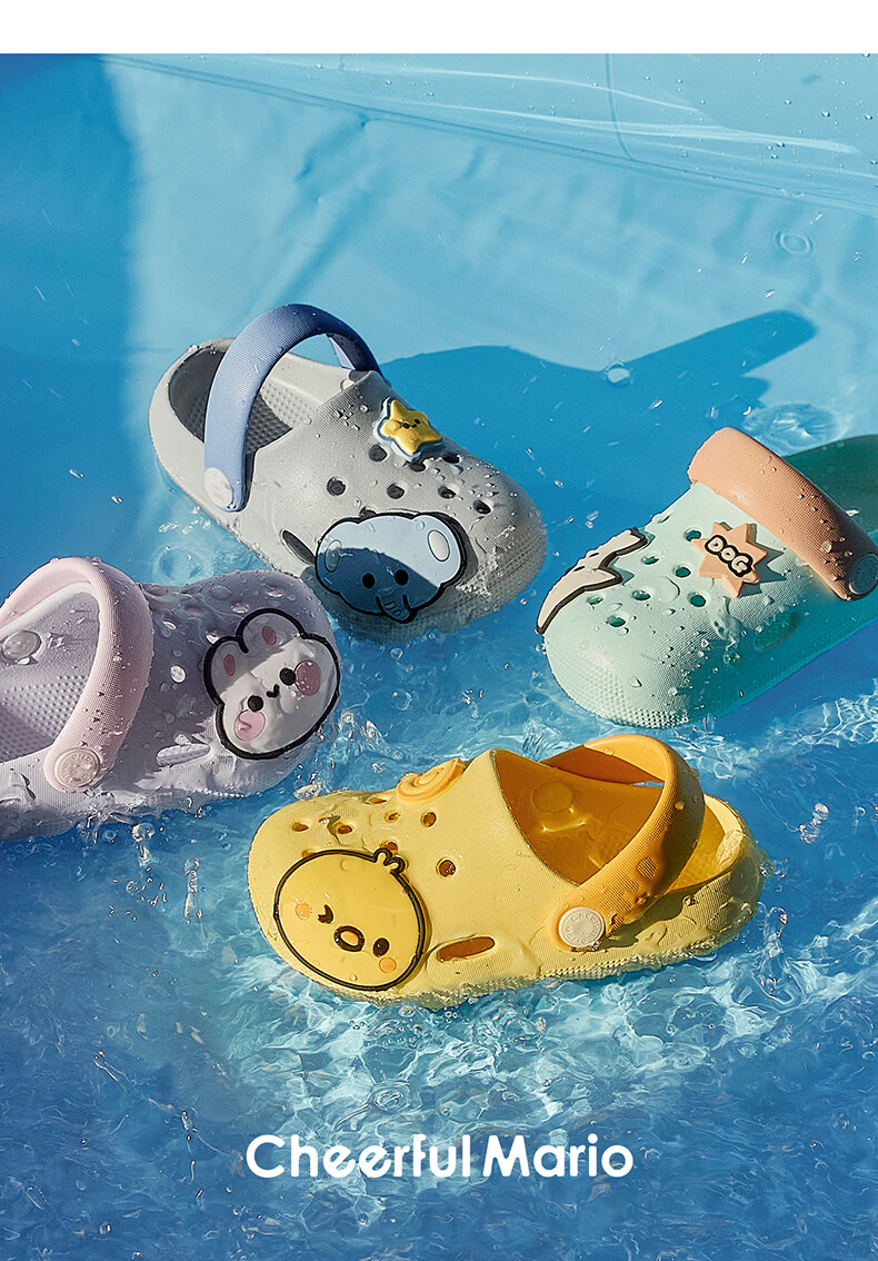 Cheerful Mario Kids Cartoon Cute Slippers Boys Summer Clogs for 2-3 Year Old Toddlers Beach Outdoor Sandals 23
