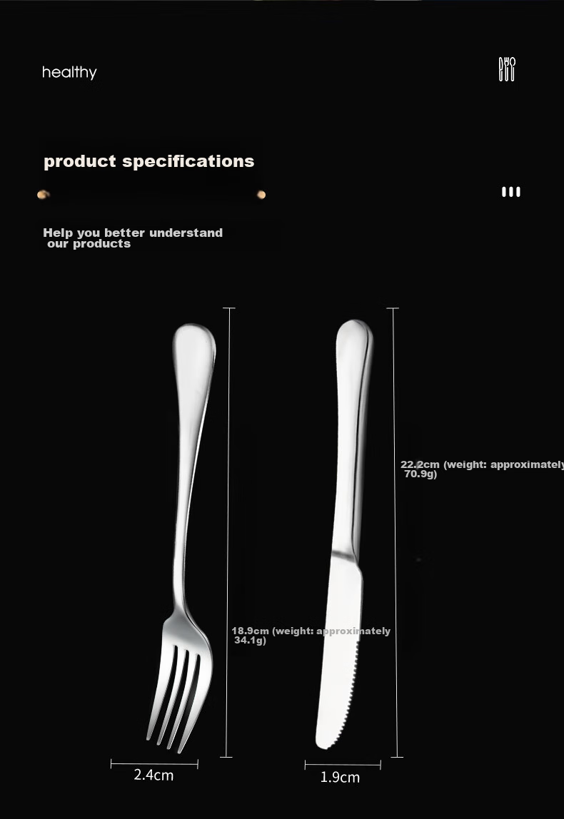 Guangyi 304 Stainless Steel Western Cutlery Set, Steak Knife And Fork Set, Thickened Tableware Complete Set, Fork 2-Piece Set GY7270 14