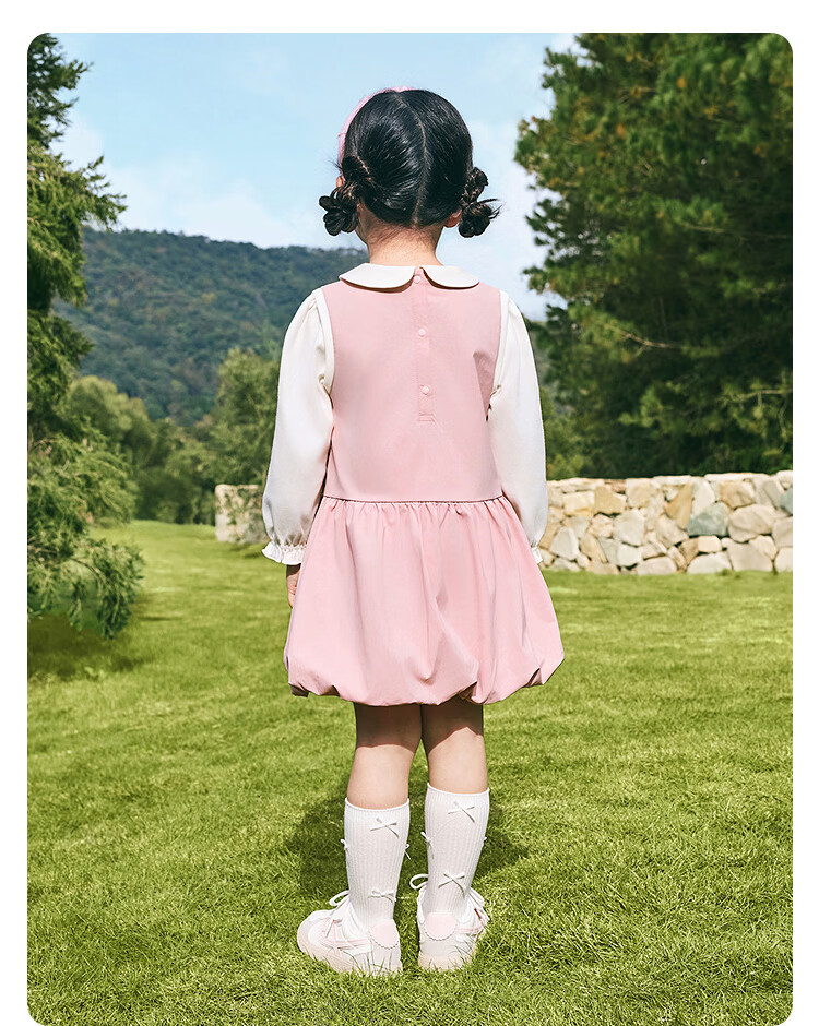 Balabala [balaOne] Kids Children's Dress Girls 2026 New Spring Fake Two-Piece Spliced Dress 12
