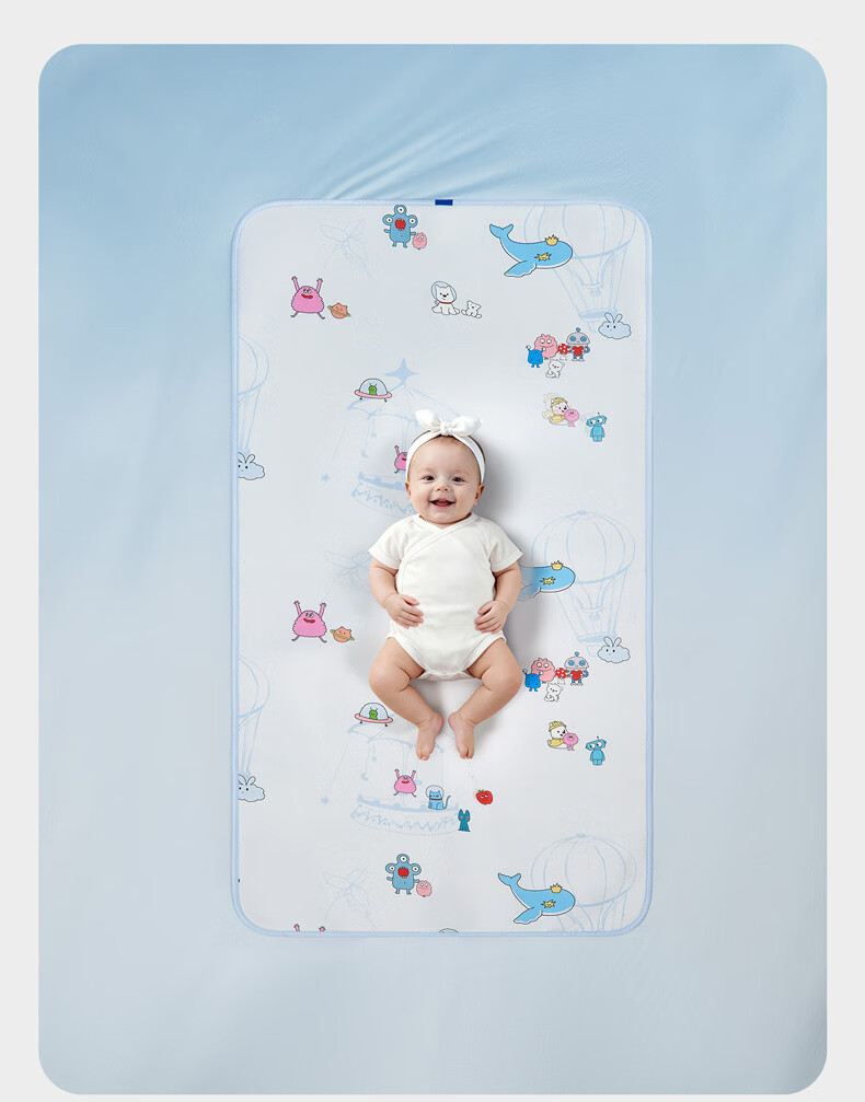 Babycare Baby Breathable Sweat-Absorbing Cooling Mat Baby Crib Ice Silk Mat Children's Washable Balloon Travel 100*56CM 4