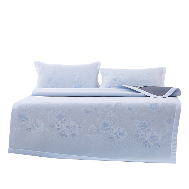 Fuanna A-Class Antibacterial Washable Ice Silk Cooling Mat Summer Soft Foldable Mat 3-Piece Set 1.5×2m