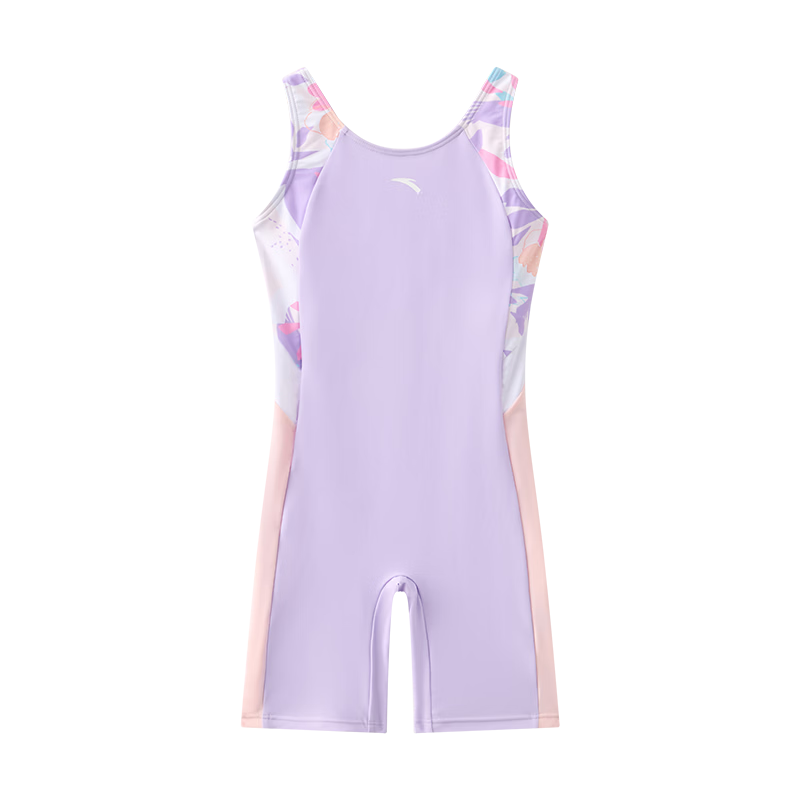 ANTA Kids Girls One-Piece Square-Leg Professional Training Swimsuit Purple 160