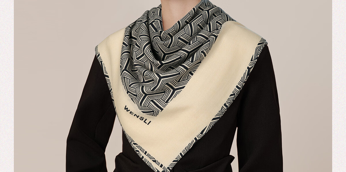 Wanshili Double-Sided Printed Silk Wool Scarf 2025 New Style Birthday New Year Gift for Mom Shawl Outerwear - Suo Qingqiu 46