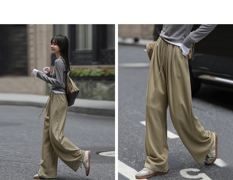 MT Cloud Soft Comfort Pants Autumn Relaxed Fit Adjustable Elastic Waist Comfortable Concealing Knit Women's Casual Pants 7