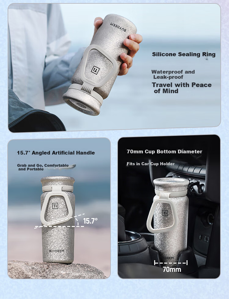 Buydeem Titanium Tea Infuser Insulated Bottle Pure Titanium Portable Outdoor Business Office Cup Valentine's Day New Year Gift 6