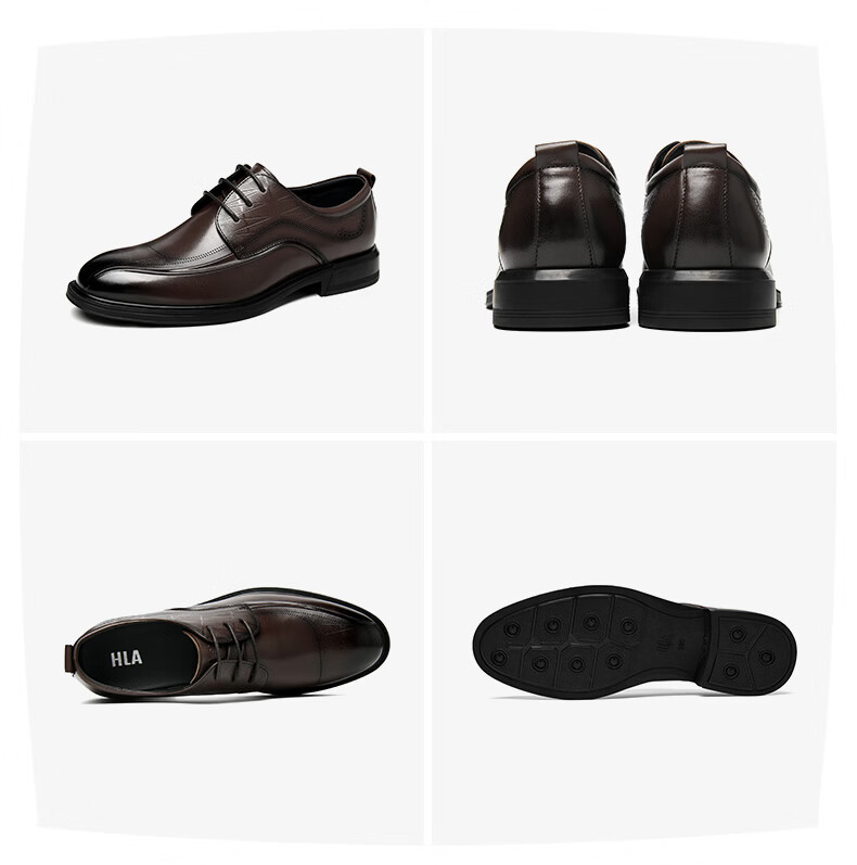 HLA Men's Classic Full-Grain Leather Formal Business Derby Shoes HAAPXM1FBA168 Black Size 43 13