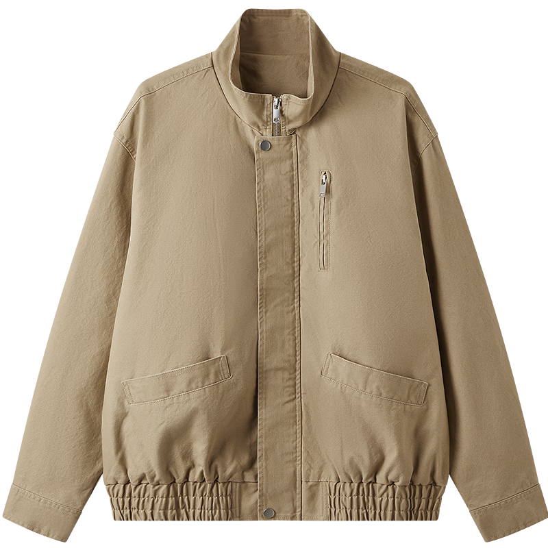 Gxgjeans Men's Stand Collar Oversized Workwear Casual Loose Jacket Coat 26 Spring New Khaki 180/XL