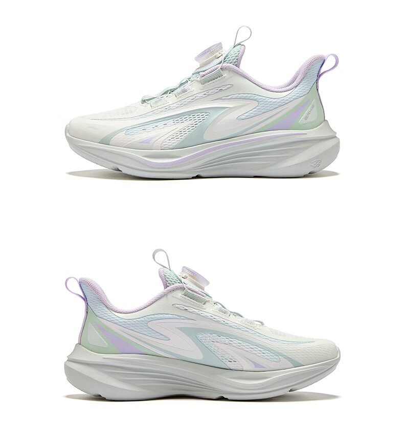 ERKE Kids Breathable Sports Shoes Boys and Girls Children's Cushioning Durable Running Shoes Microcrystalline White/Snow Cream/Aqua Green Size 36 48