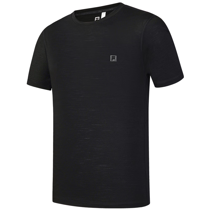 FILA Official Men's Knitted Short Sleeve Shirt 2026 Summer Fitness Sports Basic Crew Neck Merino Wool T-Shirt